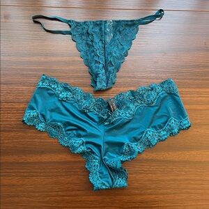 PINK Victoria's Secret Teal Lace Panty Set